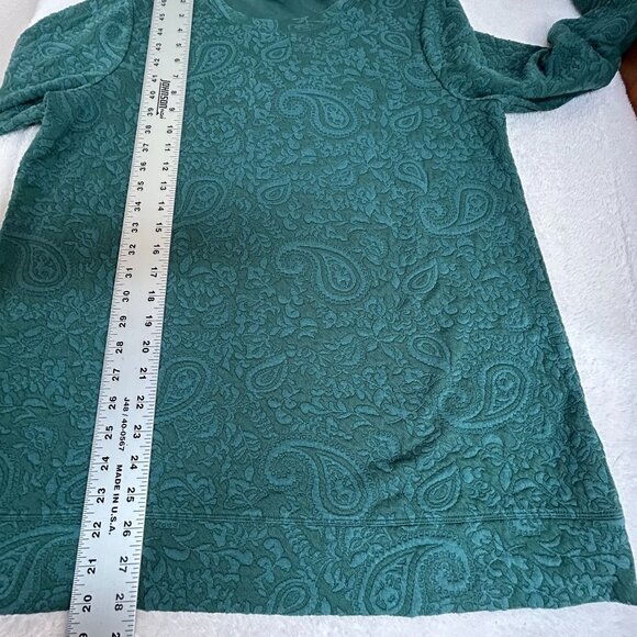 Lands' End Womens Casual Green Paisley Embossed Textured Sweater Top Large 14-16 - Picture 8 of 8